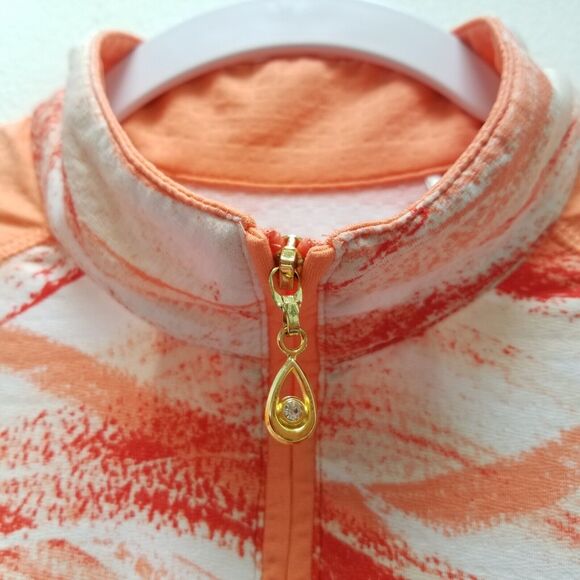 SanSoleil Shirt Women's S 1/4 Zip Pullover LS Golf UV 50+ Cooling Peach Orange - Picture 7 of 12